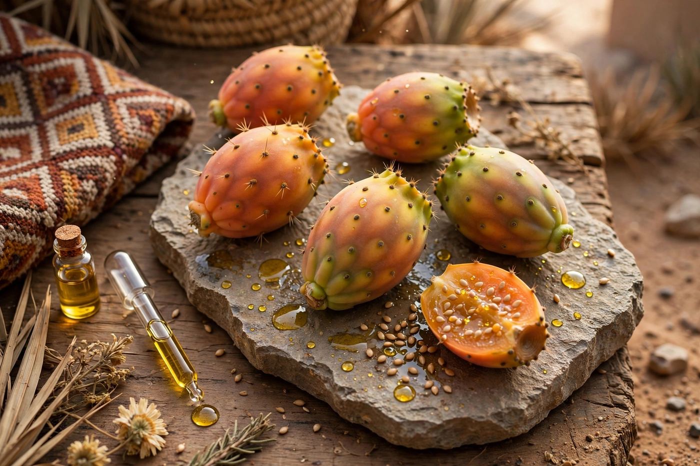Figues de barbarie et gouttes d'huile